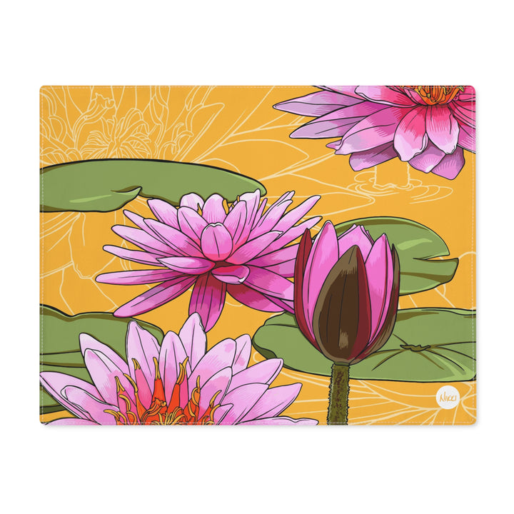 Water Lily Cotton Twill Placemat — July Birth Month Flower