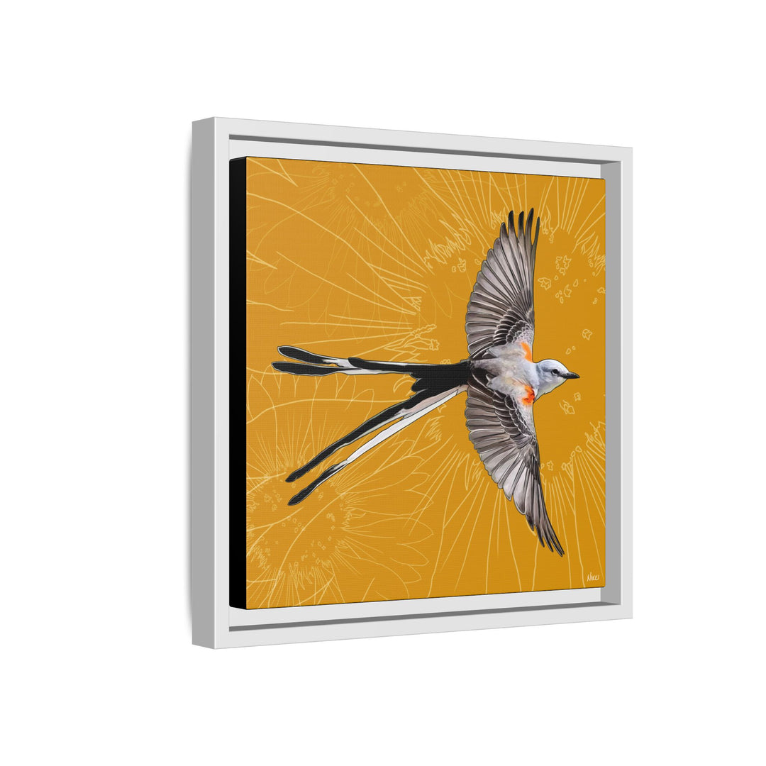 Scissor Tailed Flycatcher: Oklahoma State Bird — Framed Canvas Print Wall Art