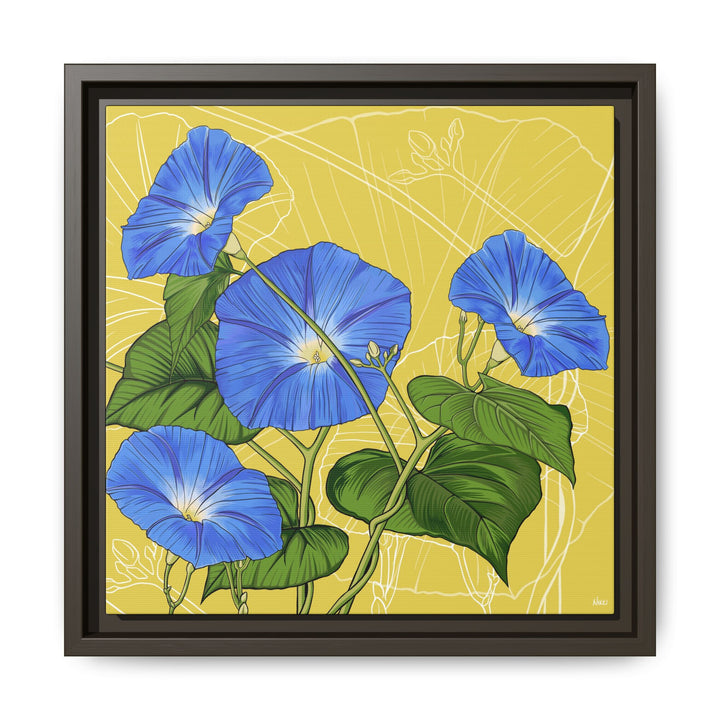 Blue Morning Glory: September Birth Month Flower — Framed Canvas Print Wall Art