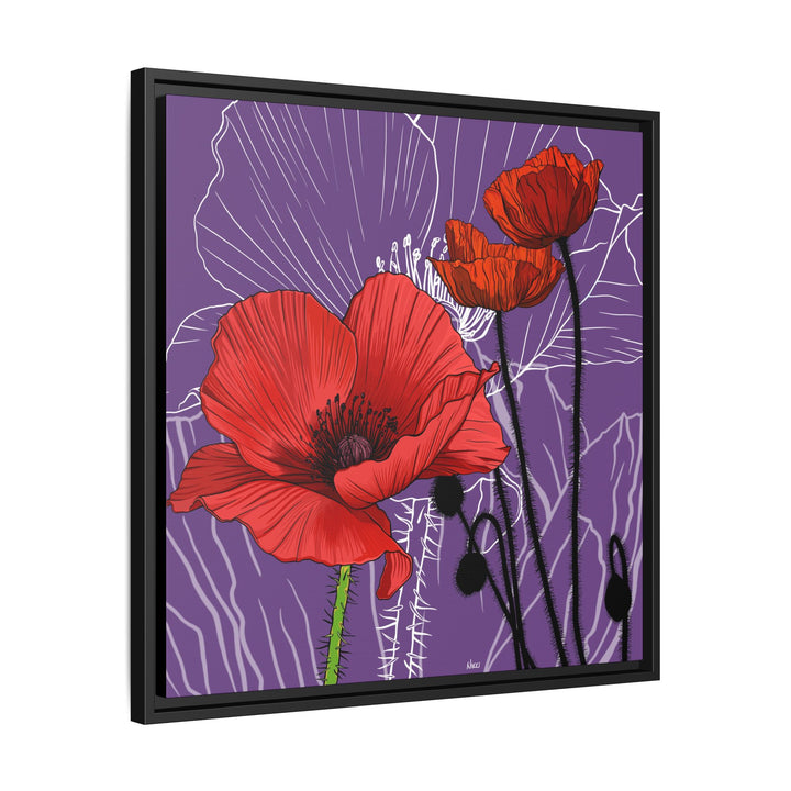 Poppy: August Birth Month Flower — Framed Canvas Print Wall Art