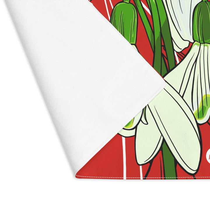 Snowdrop Cotton Twill Placemat — January Birth Month Flower
