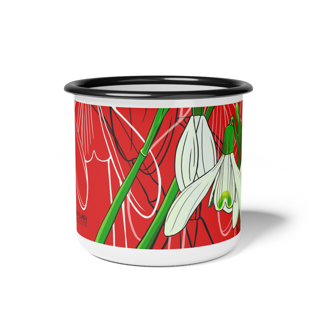 Snowdrop Enamel Camp Cup — January Birth Month Flower