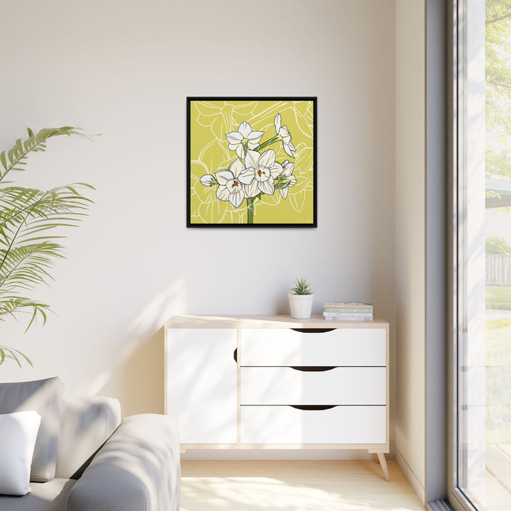 Paperwhite: December Birth Month Flower — Framed Canvas Print Wall Art