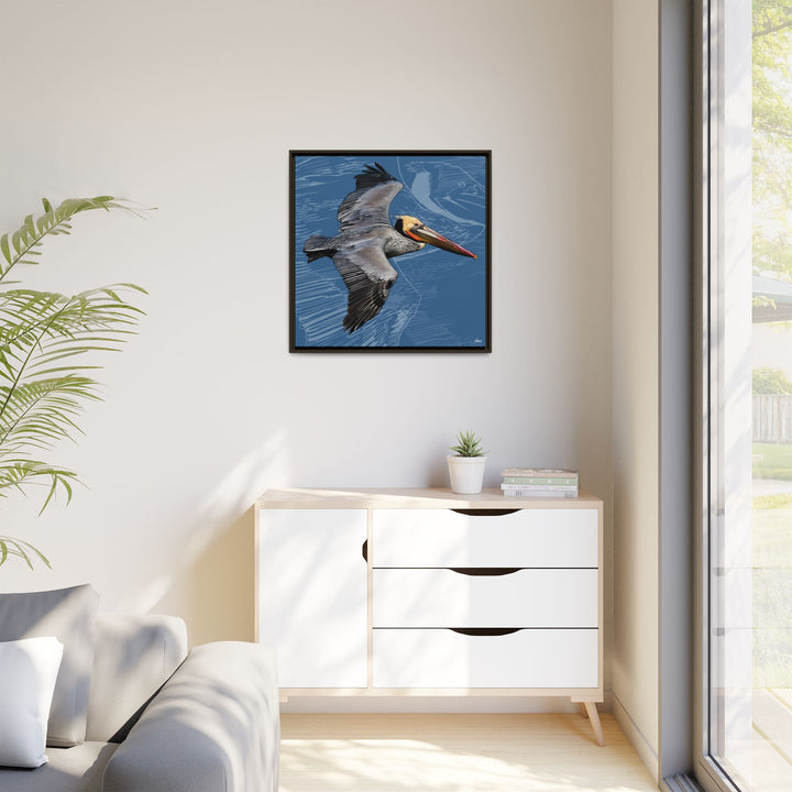 Brown Pelican: Louisiana State Bird  —  Framed Canvas Print
