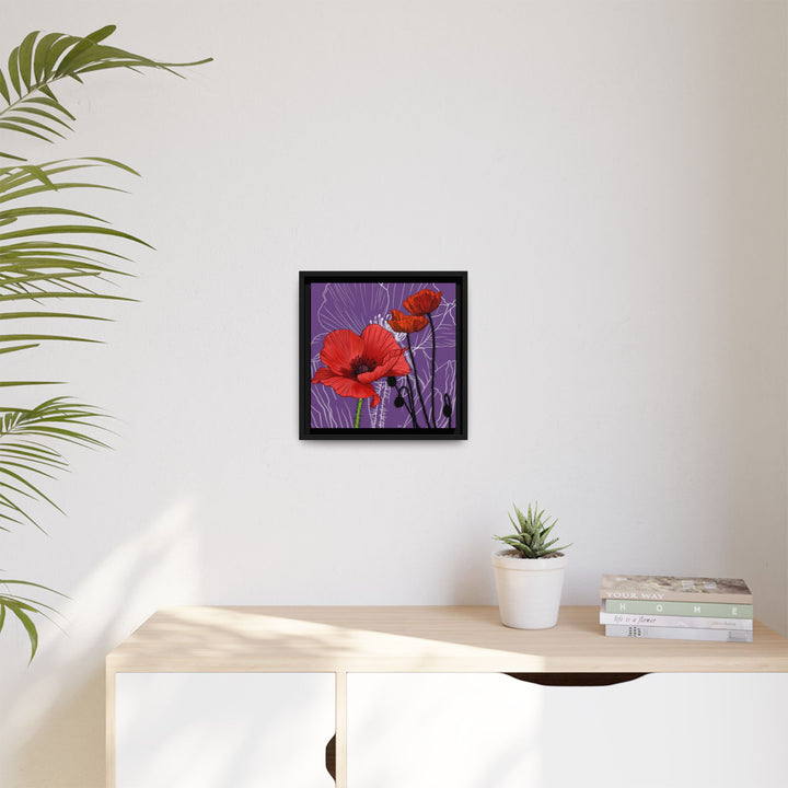 Poppy: August Birth Month Flower — Framed Canvas Print Wall Art