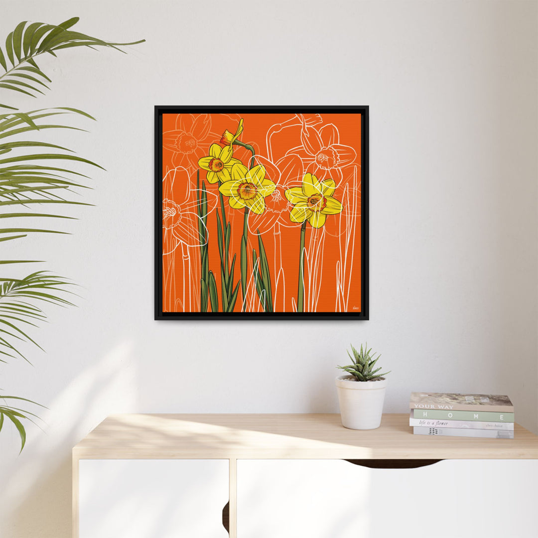 Daffodil: March Birth Month Flower — Framed Canvas Print Wall Art