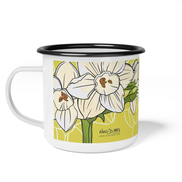 Paperwhite Enamel Camp Mug — December Birth Month Flower