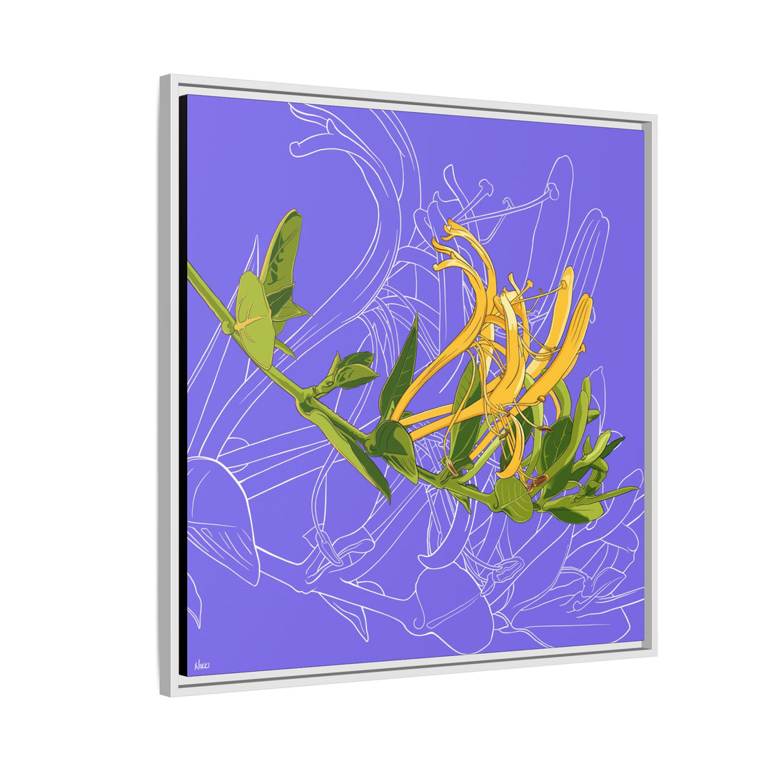 Honeysuckle: June Birth Month Flower — Framed Canvas Print Wall Art