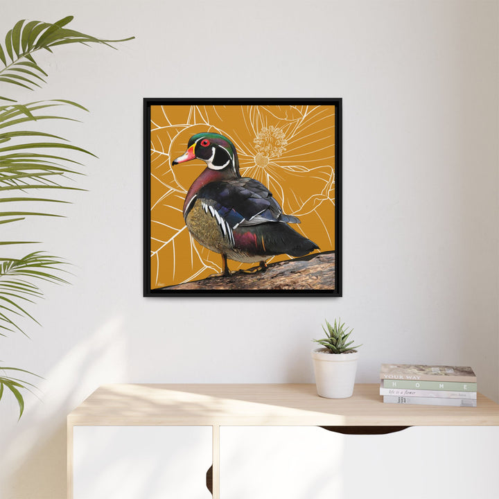 Wood Duck: Mississippi State Bird — Framed Canvas Print Wall Art