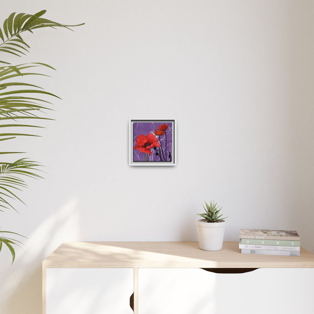 Poppy: August Birth Month Flower — Framed Canvas Print Wall Art