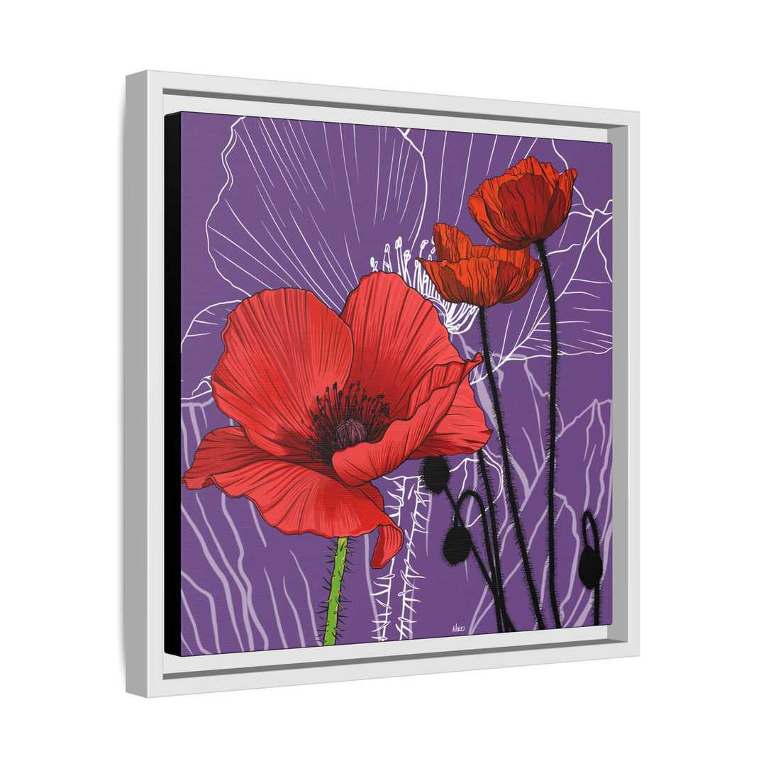 Poppy: August Birth Month Flower — Framed Canvas Print Wall Art