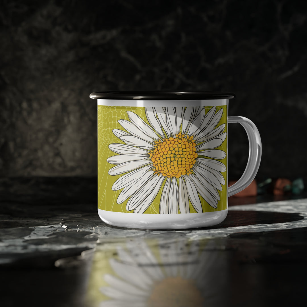 Daisy Enamel Camp Cup — April Birth Month Flower
