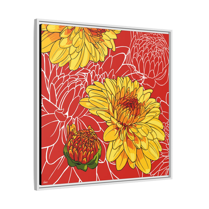Chrysanthemum: November Birth Month Flower — Framed Canvas Print Wall Art