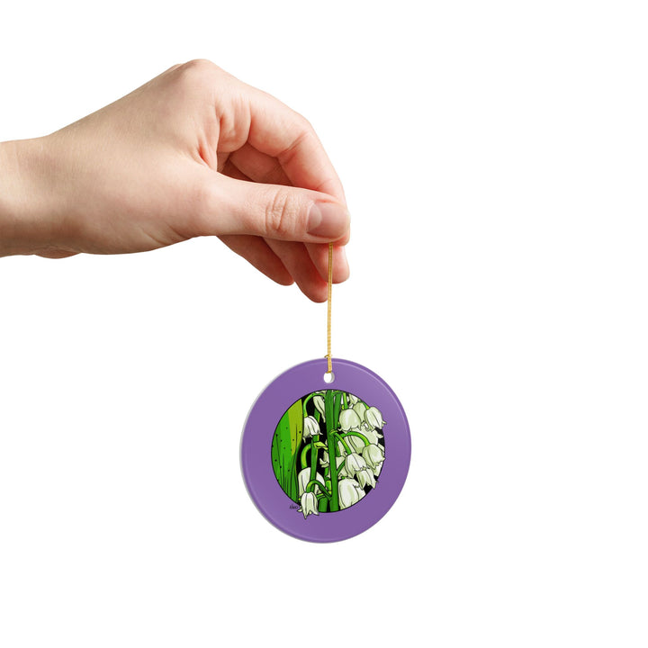 Lily of the Valley Ceramic Ornament — Double-Sided Floral Holiday Decoration