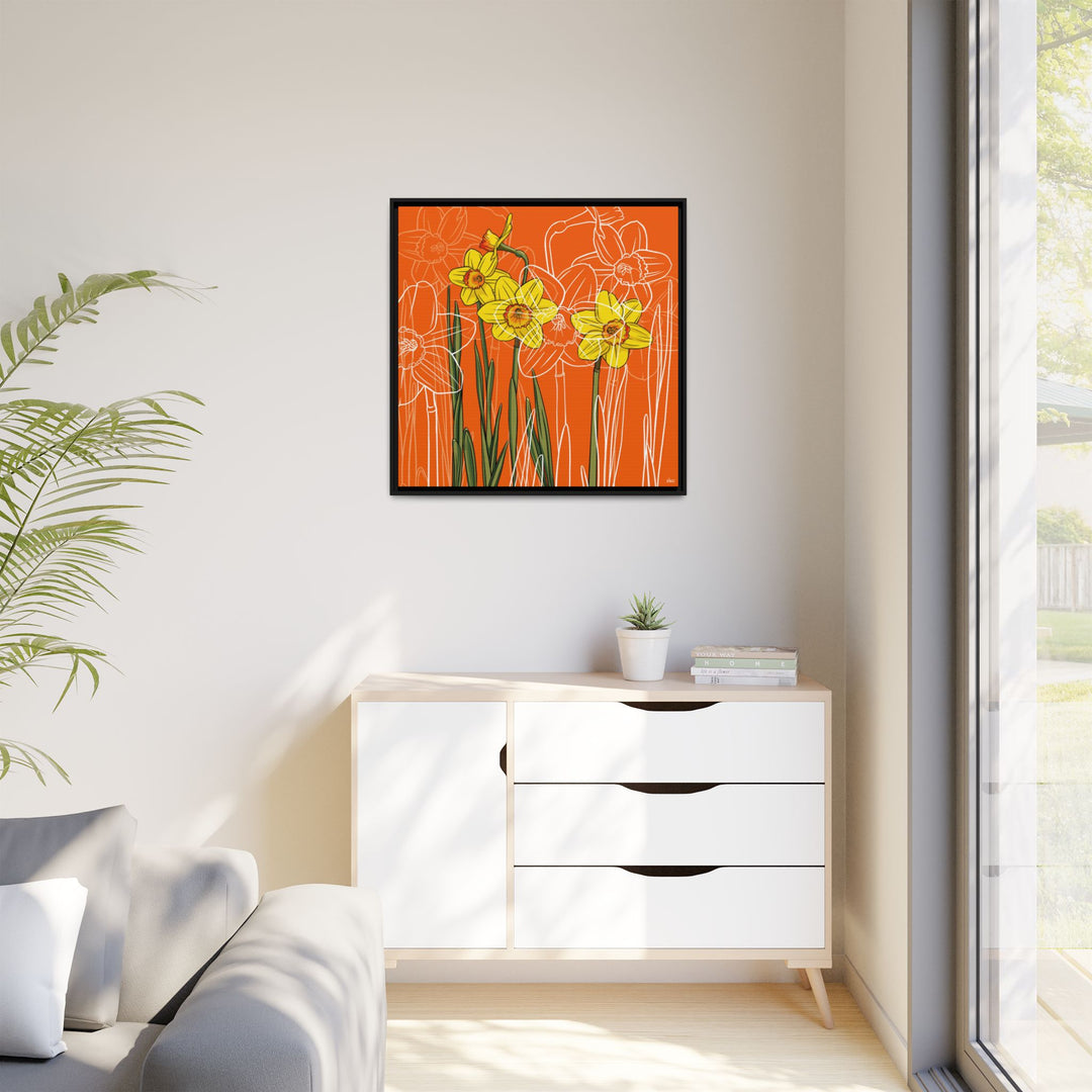 Daffodil: March Birth Month Flower — Framed Canvas Print Wall Art