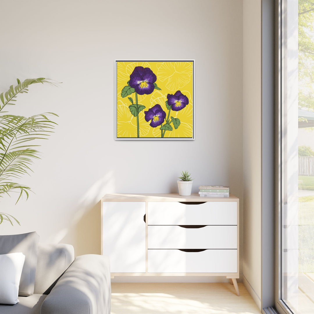 Violet: February Birth Month Flower — Framed Canvas Print Wall Art
