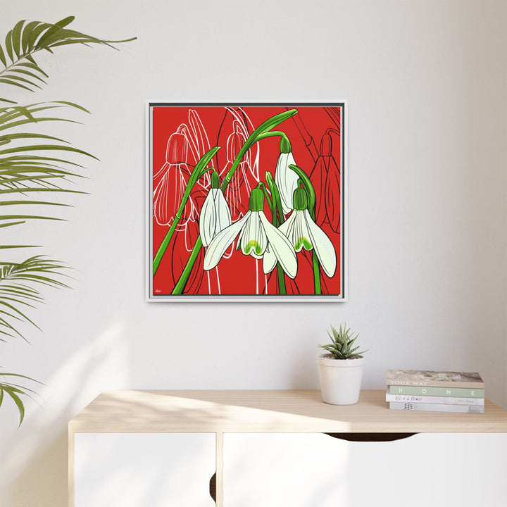 Snowdrop: January Birth Month Flower — Framed Canvas Print Wall Art