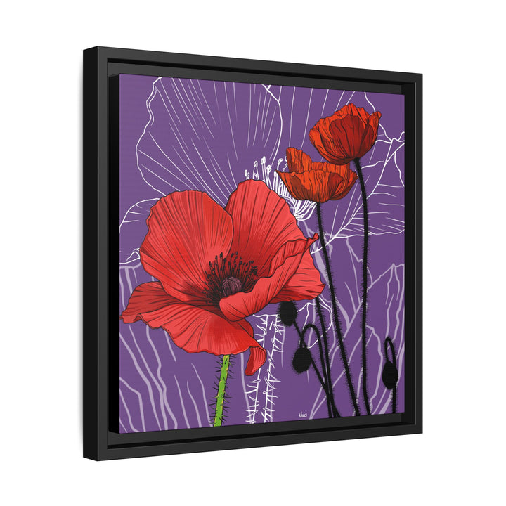Poppy: August Birth Month Flower — Framed Canvas Print Wall Art