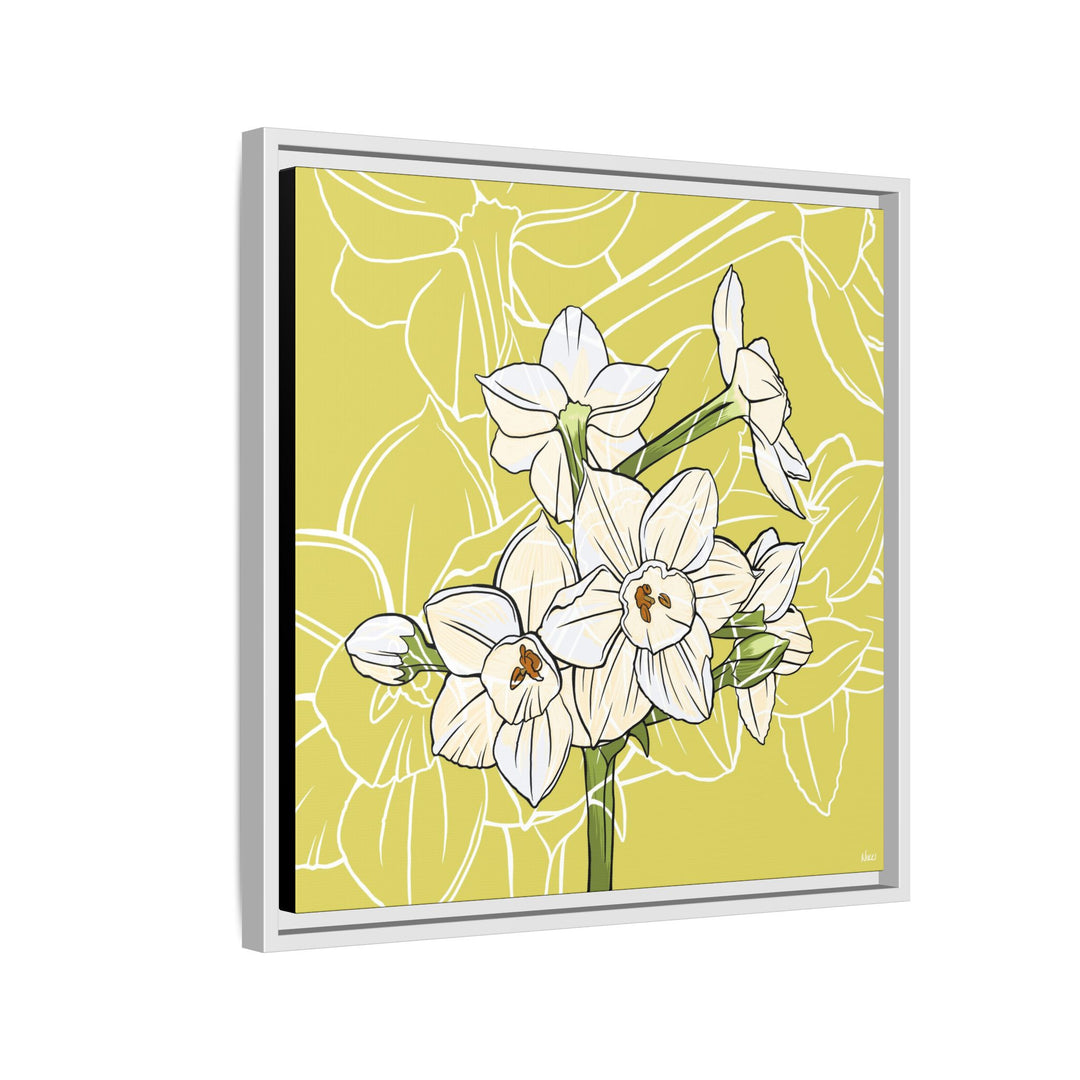 Paperwhite: December Birth Month Flower — Framed Canvas Print Wall Art