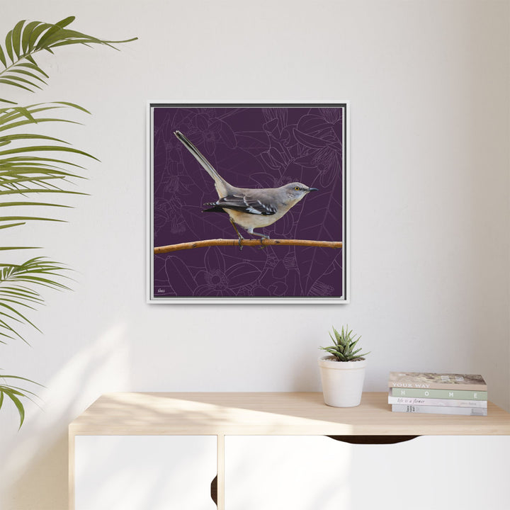 Northern Mockingbird: Florida State Bird — Framed Canvas Print Wall Art