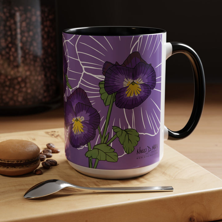 Violet Ceramic Coffee Mug — February Birth Month Flower
