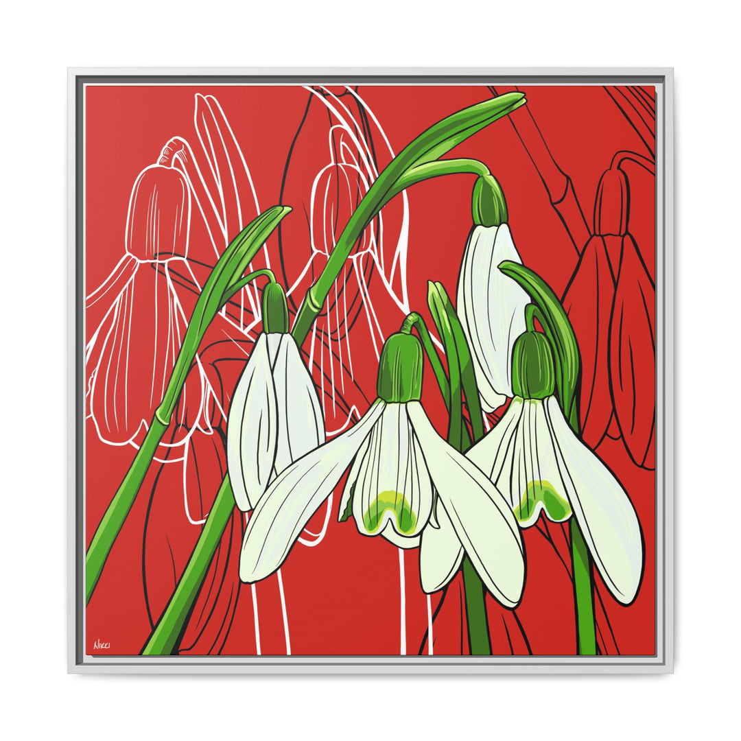 Snowdrop: January Birth Month Flower — Framed Canvas Print Wall Art