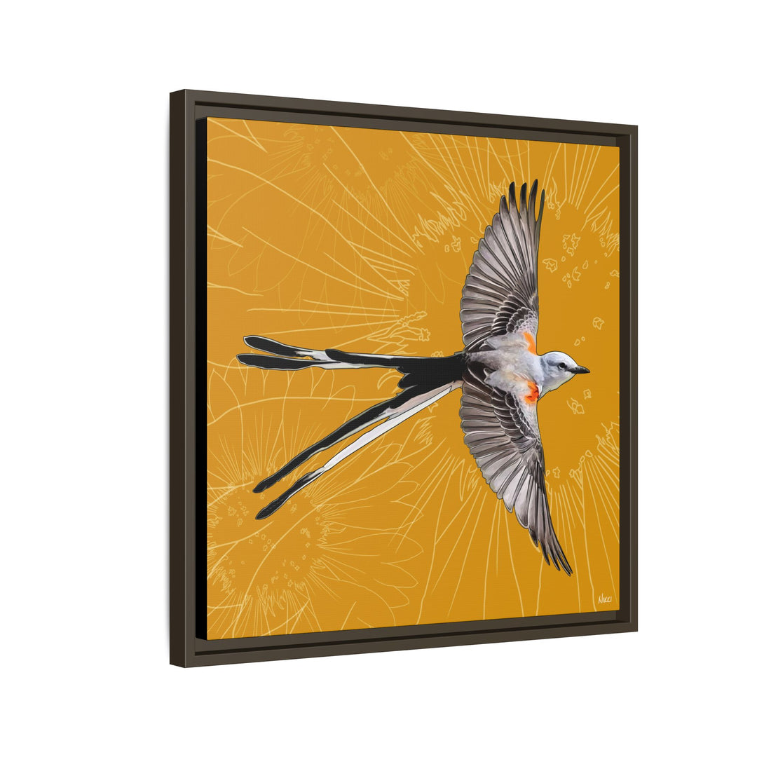 Scissor Tailed Flycatcher: Oklahoma State Bird — Framed Canvas Print Wall Art