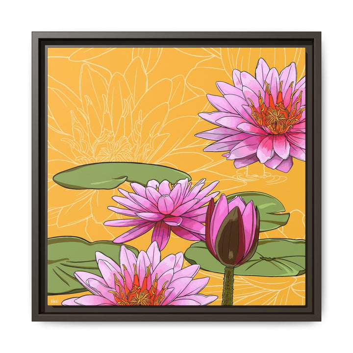 Water Lily: July Birth Month Flower — Framed Canvas Print Wall Art