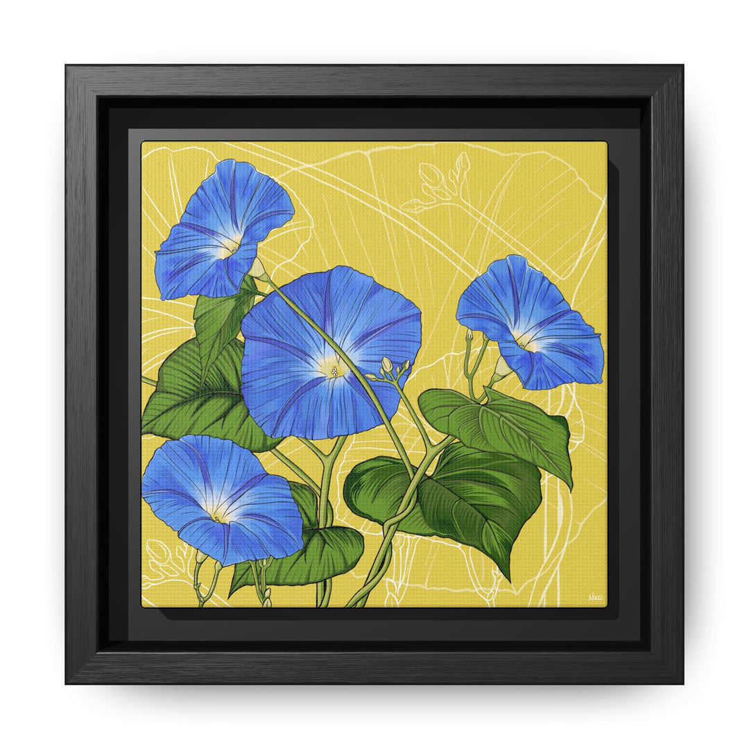Blue Morning Glory: September Birth Month Flower — Framed Canvas Print Wall Art