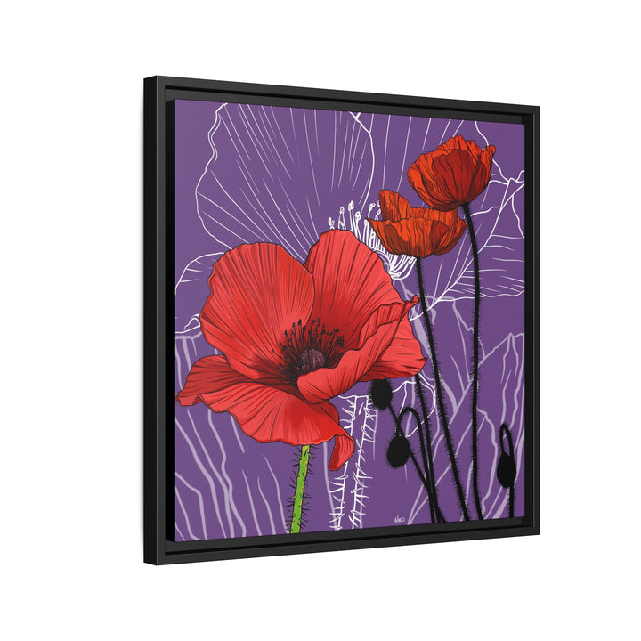 Poppy: August Birth Month Flower — Framed Canvas Print Wall Art