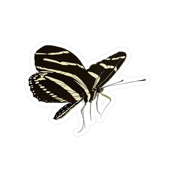 Zebra Longwing Butterfly Vinyl Sticker – Black & Cream Kiss-Cut Decal (Weatherproof)