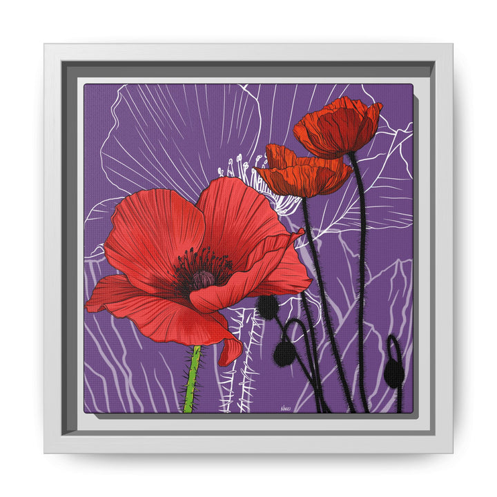 Poppy: August Birth Month Flower — Framed Canvas Print Wall Art