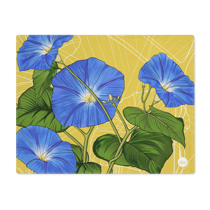 Blue Morning Glory Cotton Twill Placemat — September Birth Month Flower