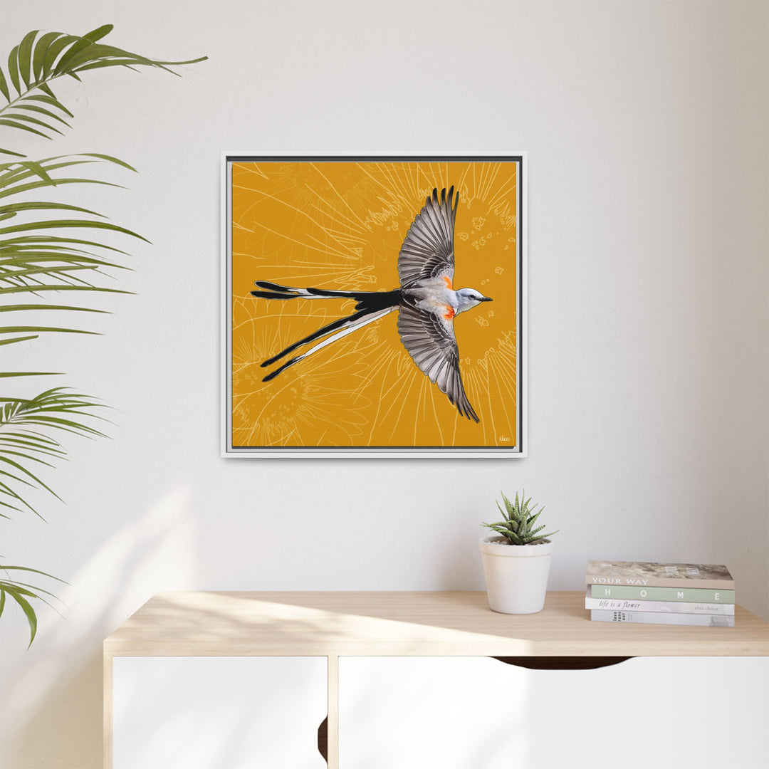 Scissor Tailed Flycatcher: Oklahoma State Bird — Framed Canvas Print Wall Art
