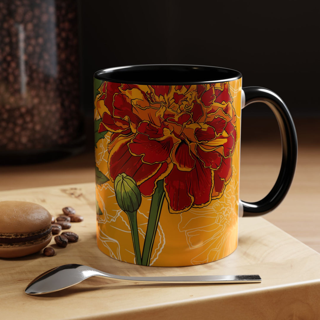 Marigold Ceramic Coffee Mug — October Birth Month Flower