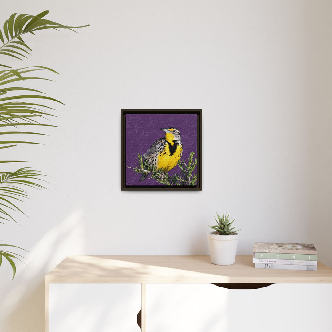 Western Meadowlark: North Dakota State Bird — Framed Canvas Print