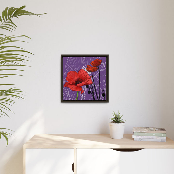Poppy: August Birth Month Flower — Framed Canvas Print Wall Art