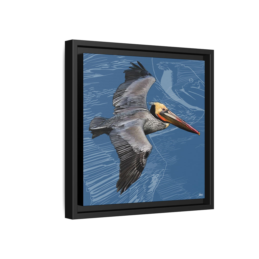 Brown Pelican: Louisiana State Bird  —  Framed Canvas Print