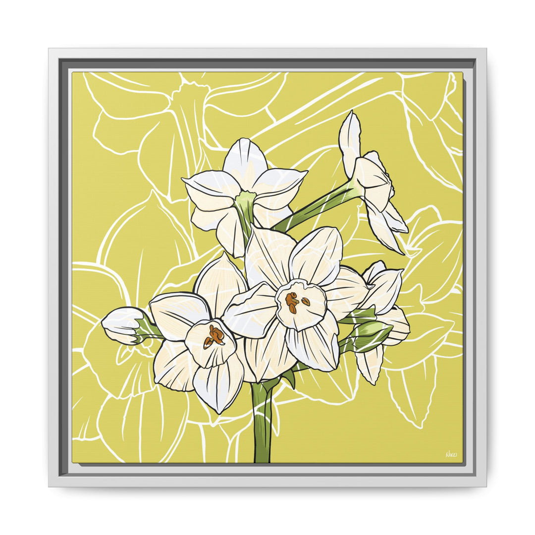 Paperwhite: December Birth Month Flower — Framed Canvas Print Wall Art