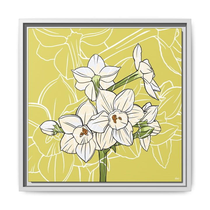Paperwhite: December Birth Month Flower — Framed Canvas Print Wall Art
