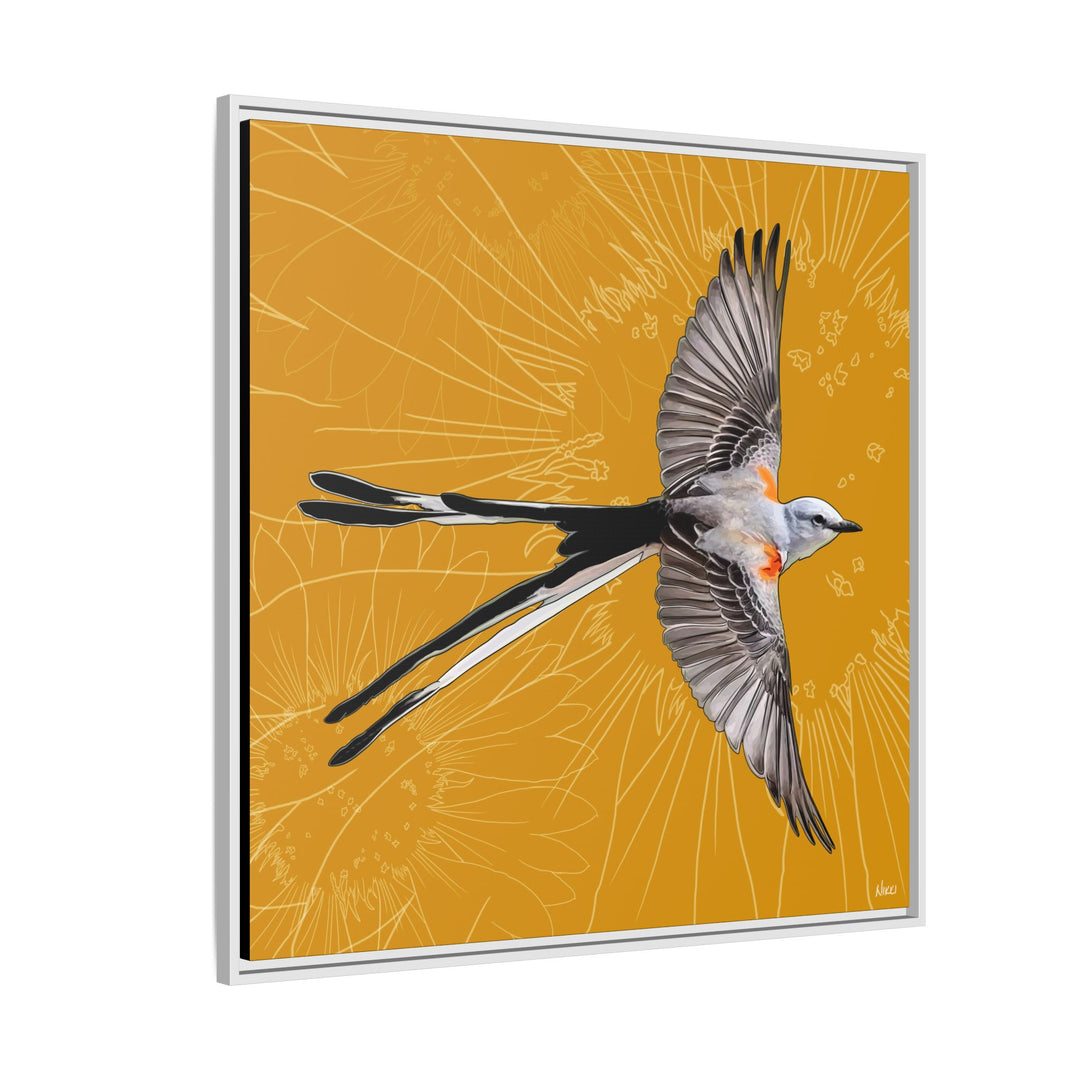 Scissor Tailed Flycatcher: Oklahoma State Bird — Framed Canvas Print Wall Art
