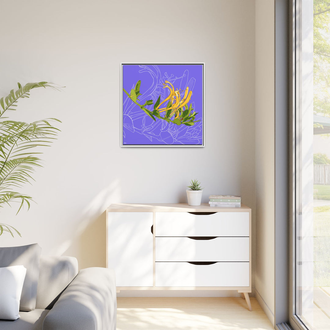 Honeysuckle: June Birth Month Flower — Framed Canvas Print Wall Art