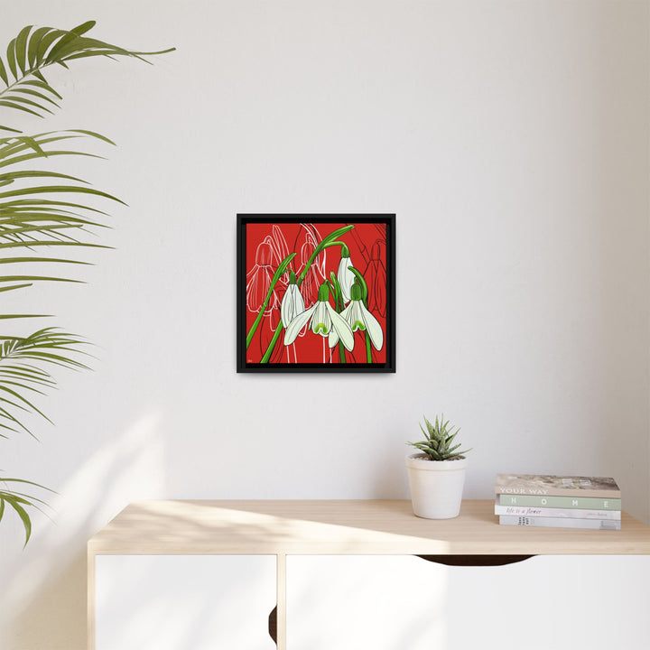 Snowdrop: January Birth Month Flower — Framed Canvas Print Wall Art