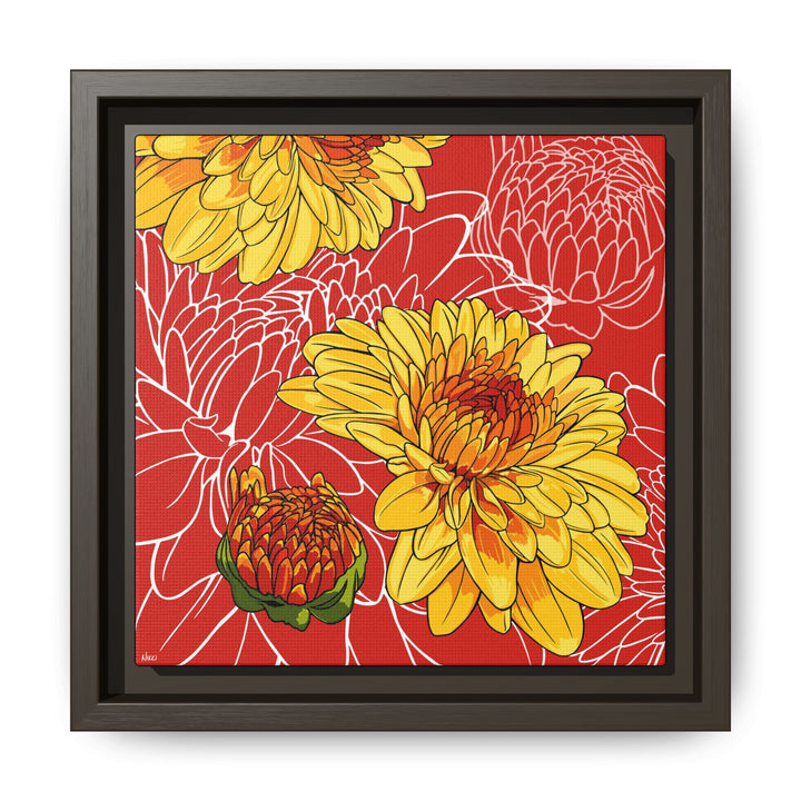 Chrysanthemum: November Birth Month Flower — Framed Canvas Print Wall Art