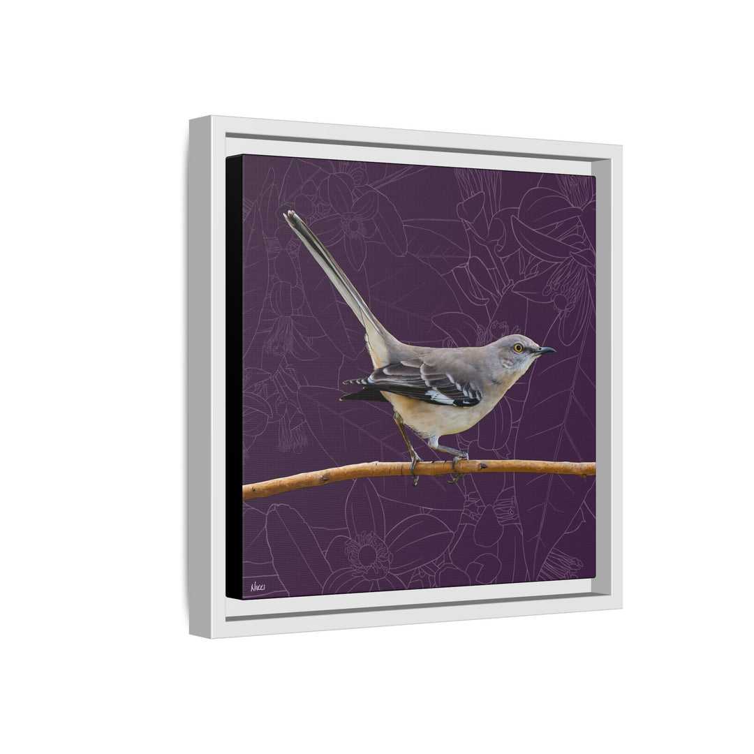 Northern Mockingbird: Florida State Bird — Framed Canvas Print Wall Art