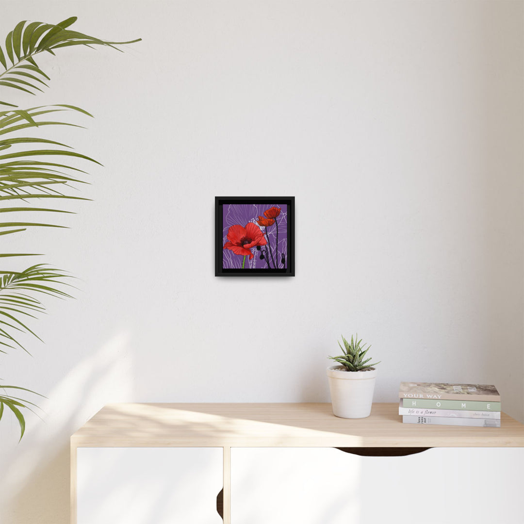 Poppy: August Birth Month Flower — Framed Canvas Print Wall Art