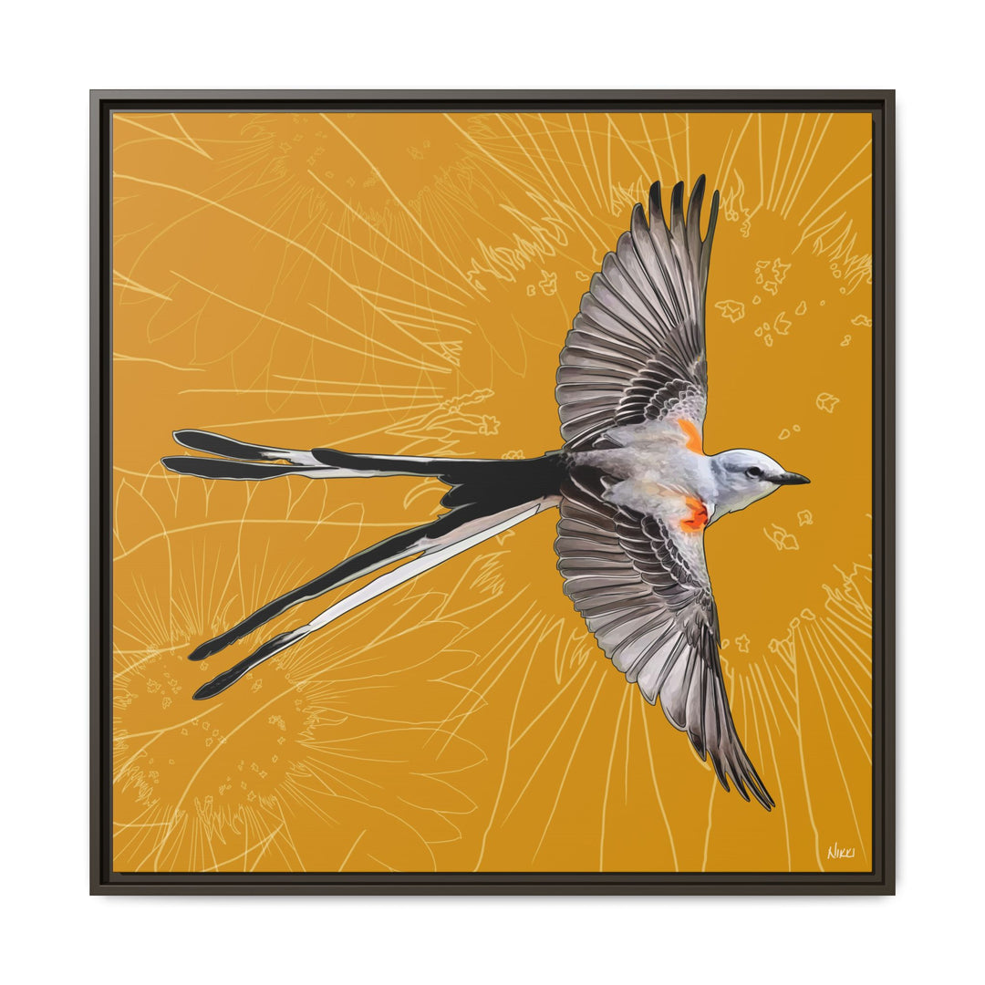 Scissor Tailed Flycatcher: Oklahoma State Bird — Framed Canvas Print Wall Art
