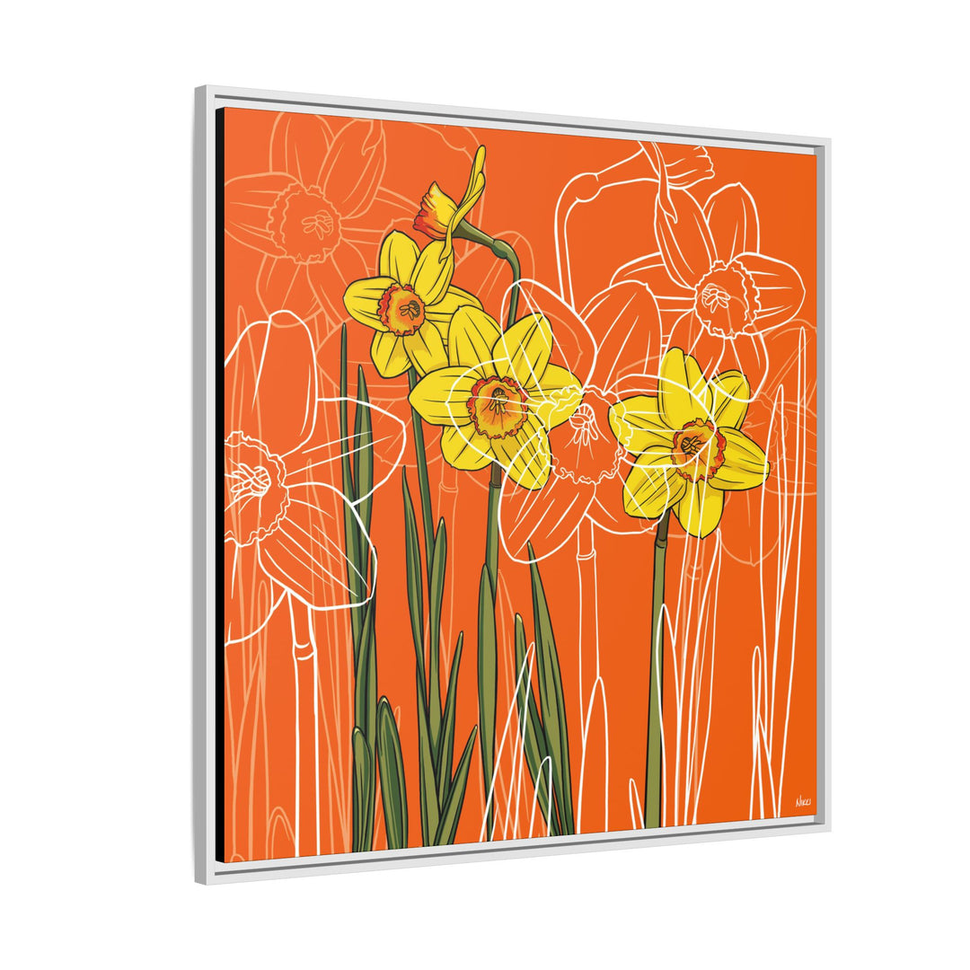 Daffodil: March Birth Month Flower — Framed Canvas Print Wall Art