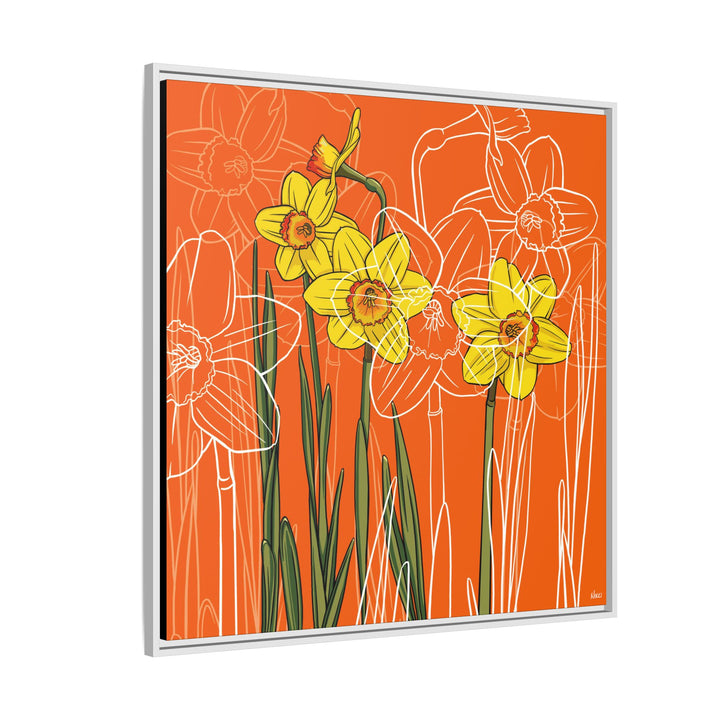 Daffodil: March Birth Month Flower — Framed Canvas Print Wall Art
