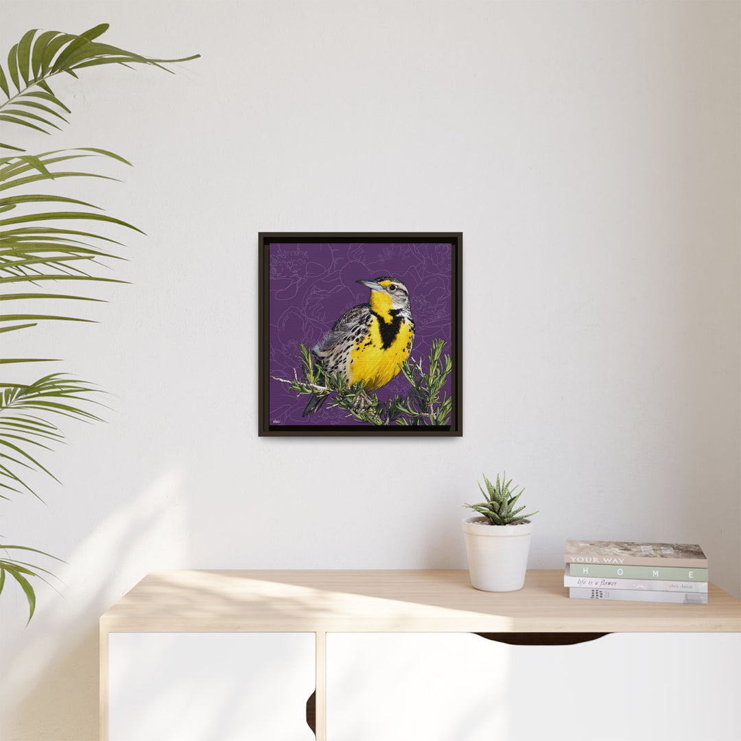 Western Meadowlark: North Dakota State Bird — Framed Canvas Print